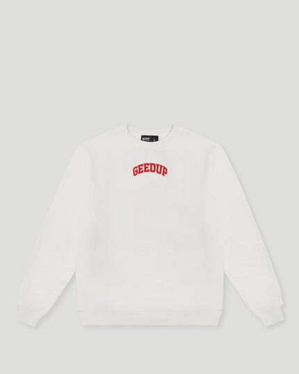 Geedup Strong-Arm Department White/Red Crewneck