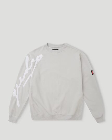 Geedup Grey Script Logo Crewneck