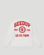 Geedup Strong-Arm Department White/Red Crewneck